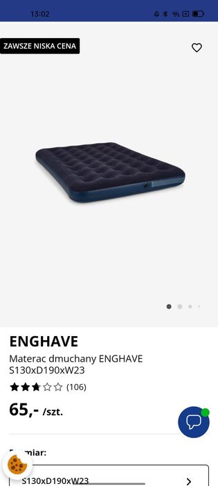 Materac dmuchany Jysk 130x190x23