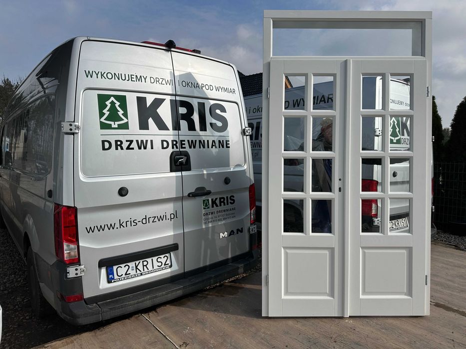 Drzwi WEWNETRZNE drewniane dwuskrzydłowe Montaż 128x237  NA WYMIAR