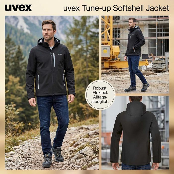 Uvex męska kurtka softshell wodoodporna wiatroszczelna outdoor praca – Czarny M