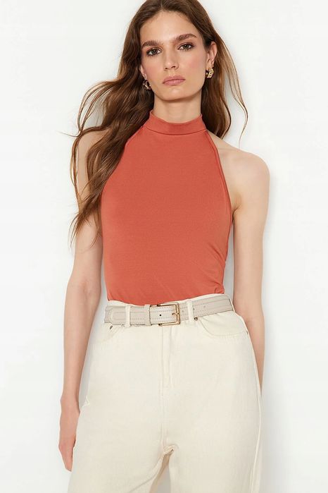 Trendyol 36 S Brązowe Body Z Odkrytymi Plecami R4847