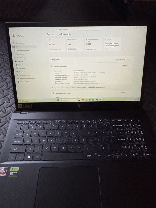 Acer Nitro V15 / Ryzen 5 6600h / RTX 2050 / 16gb Ram DDR5 / Gwarancja