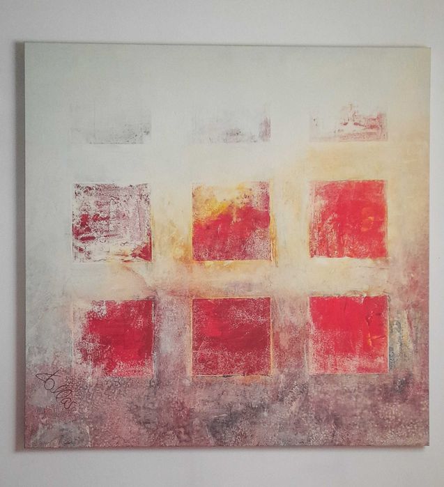 Tela Eurographics Red Squares by Ines Kollar