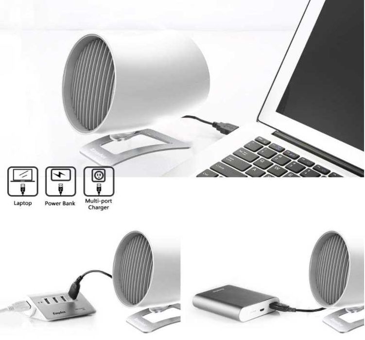 EASYACC WENTYLATOR WIATRAK ze stojakiem USB cichy biały