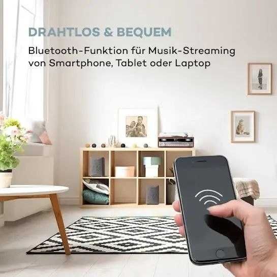 Стереосистема,Вініловий програвач Auna Birmingham DAB + CD FM USB BT!