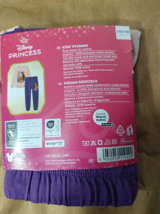 Piżama dziewczęca 110/116 Disney Princess
