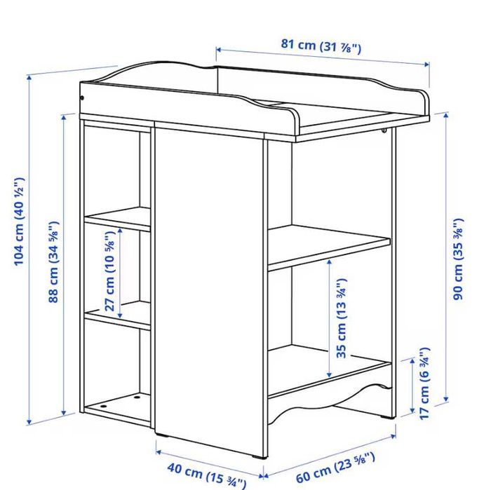 Fraldario trocador SMÅGÖRA c/ 2 estantes extra