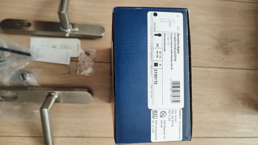 Klamka drzwiowa do drzwi Hoppe Amsterdam Inox RC 92mm