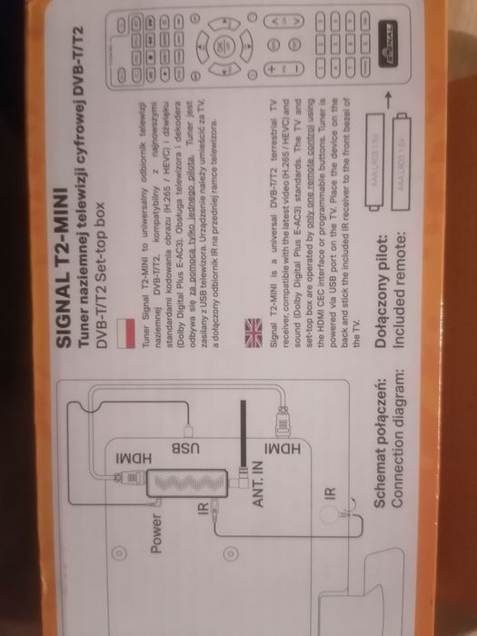 Tuner SIGNAL T2-MINI DVB-T2 HEVC USB 5V
Tuner naziemnej telewizji cyfr
