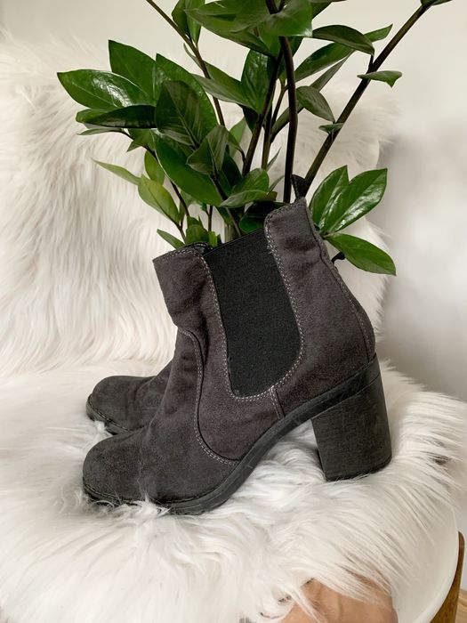 Graceland 38 grafitowe botki obcas słupek