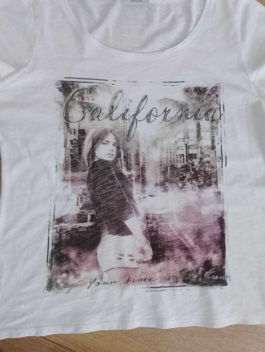 koszulka biała bawełna  YESSICA 42 XL/aplikacja przód