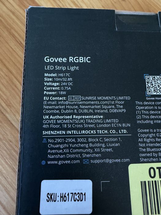 Світлодіодна стрічка Govee RGBIC 10м WiFi/Bluetooth 24V