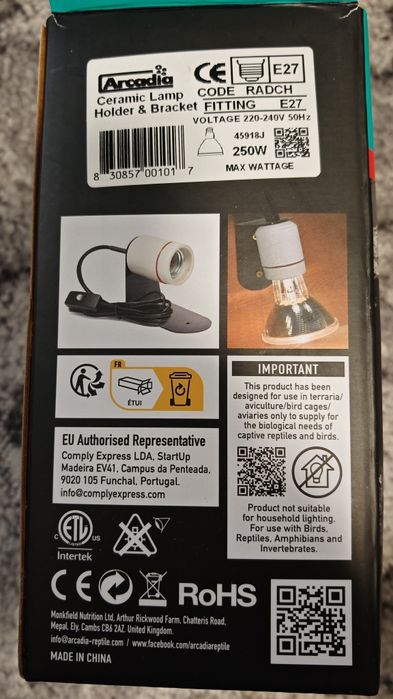 Arcadia Ceramic Reptile Lamp Holder + Bracket E27