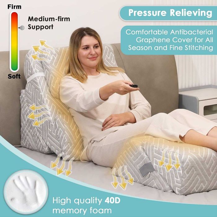 Conjunto de Travesseiros Ortopédicos em Cunha para Cama, Travesseiro Ajustável de Espuma Viscoelástica para Pós-Cirurgia