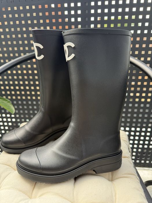Резинові сапожки Chanel Rubber Rain Boots Black 36 37 розміри