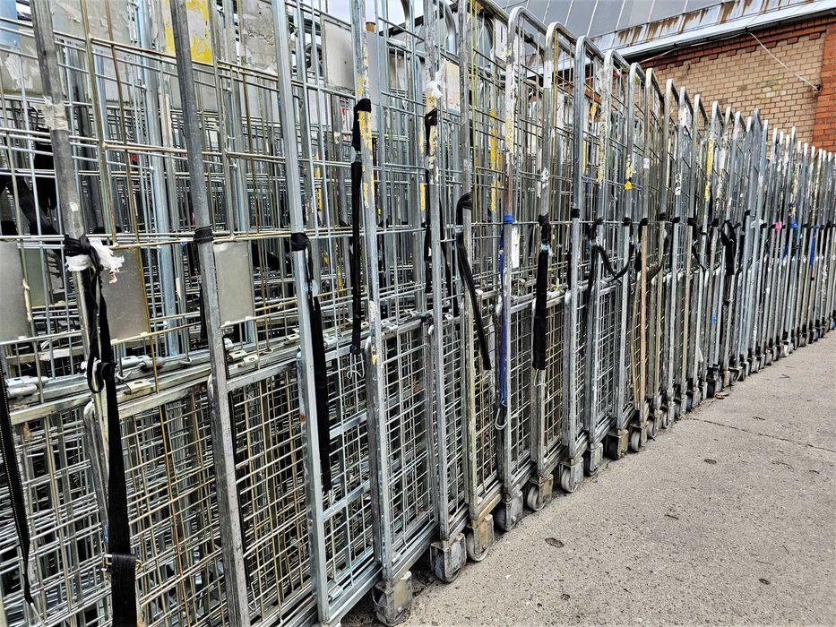 Wózek Magazynowy Metalowy Transportowy Gniazdowy Kurierski Siatkowy