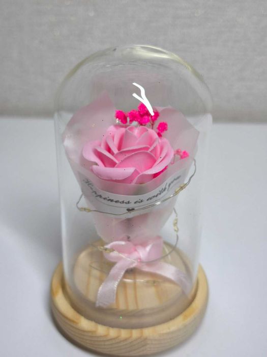LED Роза в стеклянной колбе светильник-ночник,  декоративный подарок