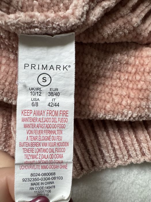 Bluza Primark S – krój oversize różowa welurowa z kapturem