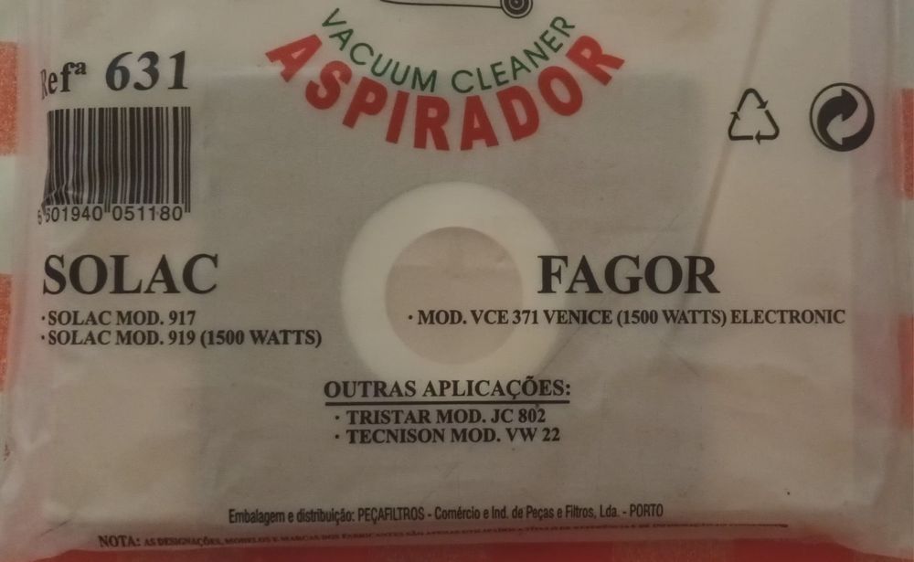 Sacos para aspirador-4 pacotes