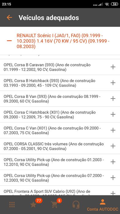 Velas novas para carro