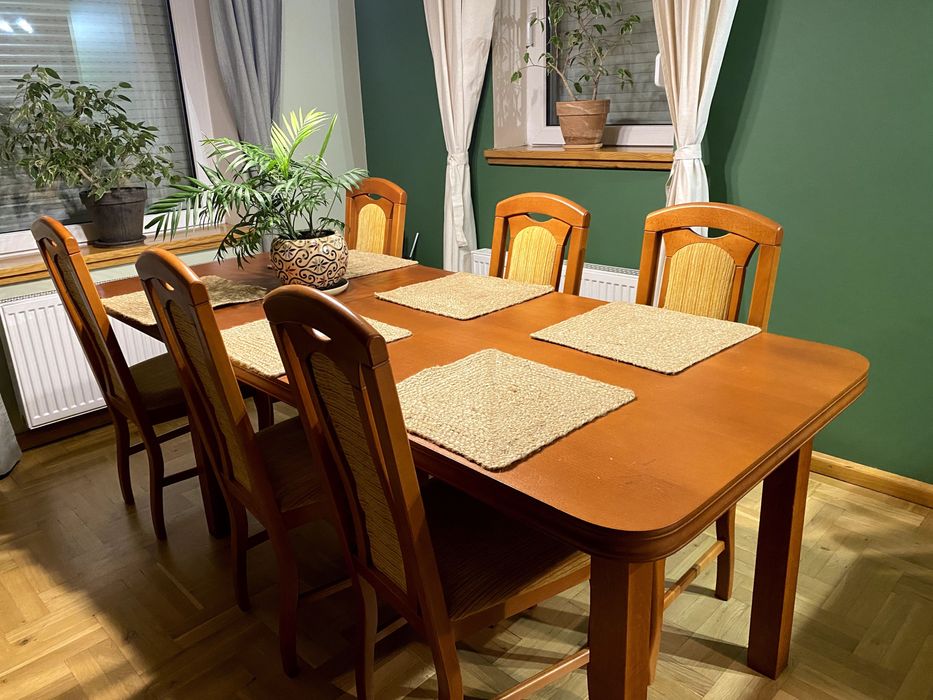 Stół rozkładany + 10 krzeseł | solidny komplet do jadalni