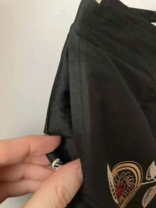 Jedwabny komplet Molton r. 40 L Top + Spódnica midi hafty Vintage