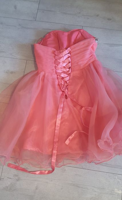 Sukienka tiulowa, balowa, wesele, kamienie, gorset, wiązana