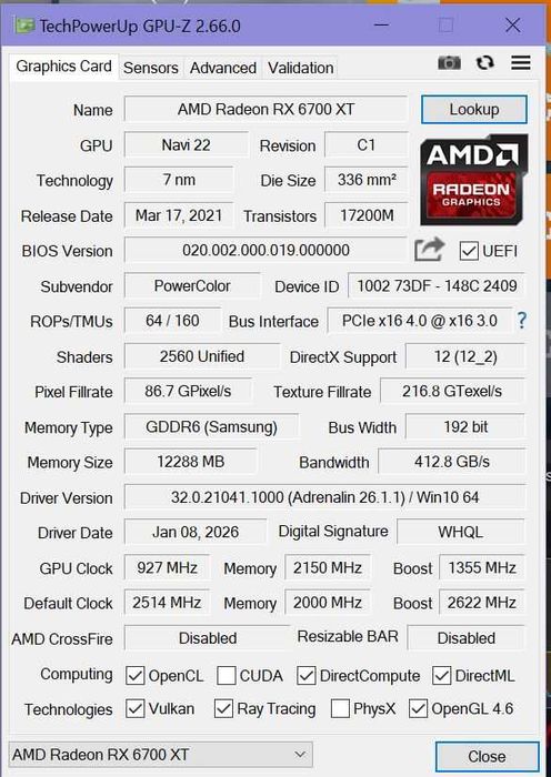 PowerColor Radeon RX 6700XT Red Devil 12GB