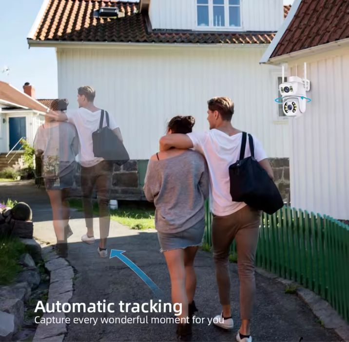 Потужна подвійна камера відеонагляду PTZ 8mp вулична поворотна Icsee