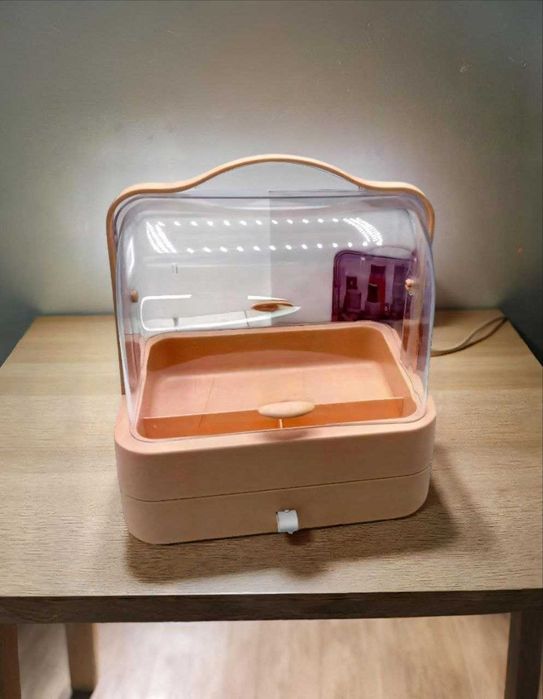 Рожевий органайзер для косметики, 2 секції, ідеальний стан