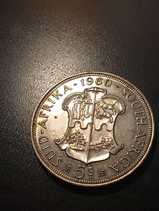 5 shillings 1960 -50º Aniversário União Sul Africana -A. do Sul -Prata