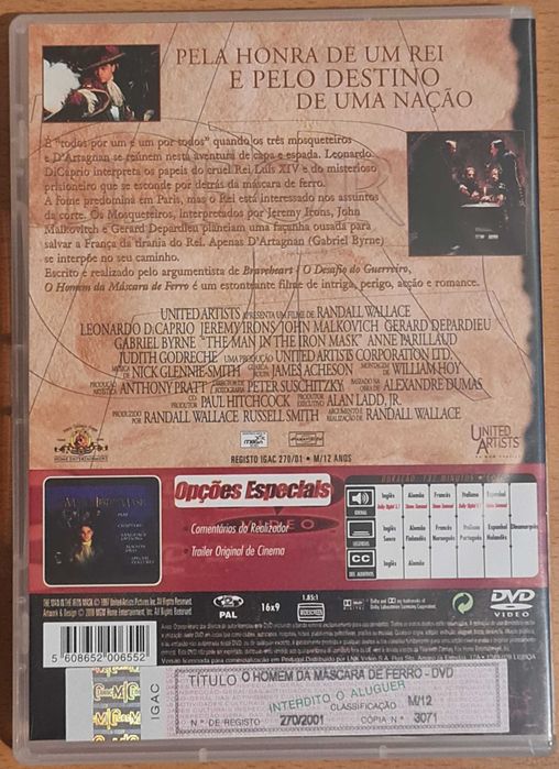 Filme DVD original «O Homem da Máscara de Ferro»