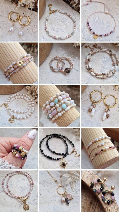 Biżuteria z kamieni naturalnych czarny turmalin perły biżu ochronna