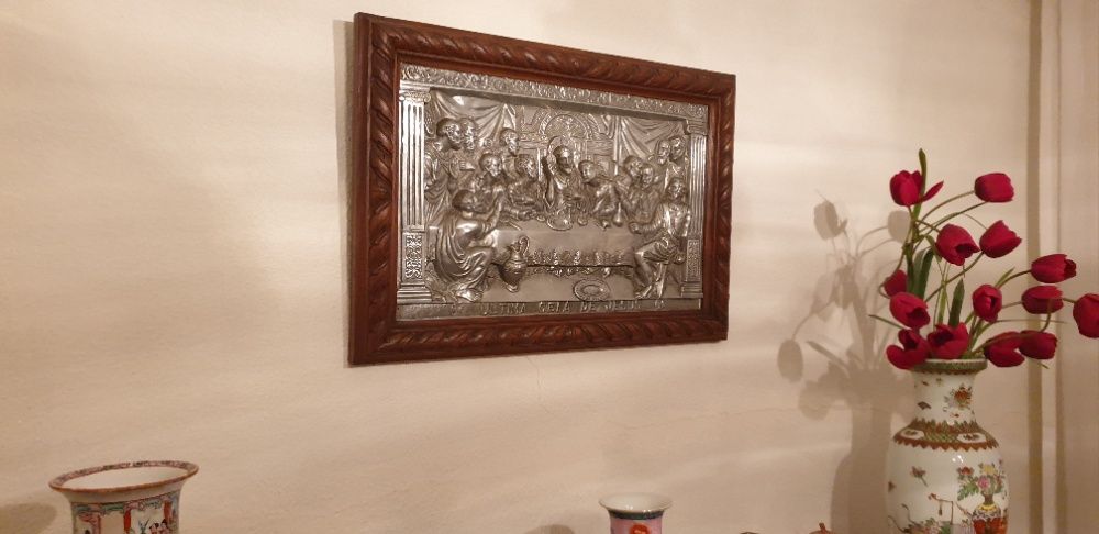 Sagrada Família em Estanho e Madeira de Castanho