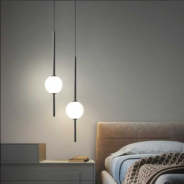 Podwójne lampy wiszące do sypialni w stylu nordyckim