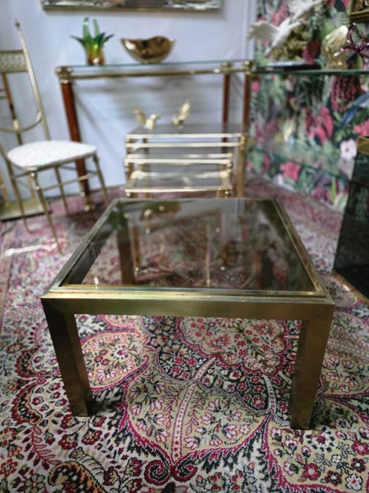 Stolik Hollywood Regency mosiądz szkło #2229 Stylowy Węgrów