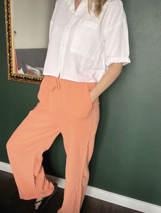 Spodnie z bawelny muslinowej rozm M made in itally