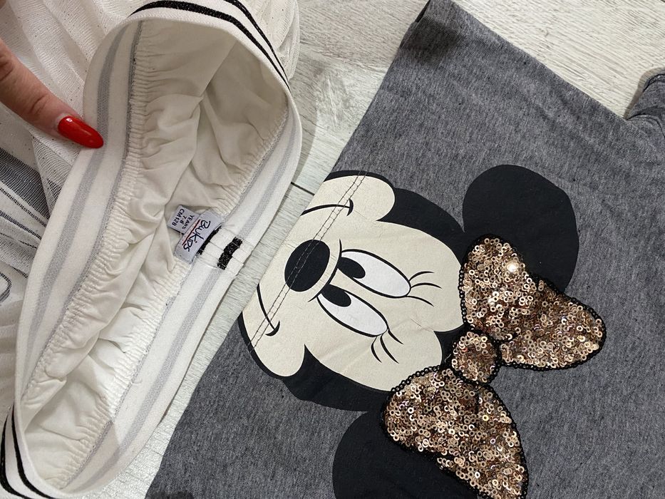 Komplet myszka miki mickey mouse 128 7-8 lat spódniczka tiulowa top