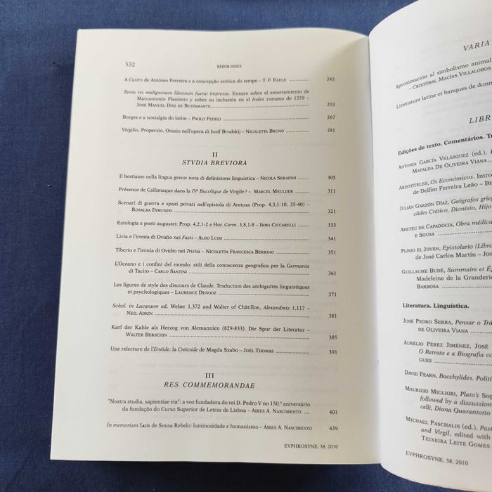 EUPHROSYNE - Revista de Filologia Clássica (volume XXXVIII)
