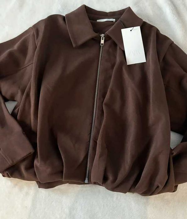 Zara bluza dzianinowa bomberka z kołnierzykiem