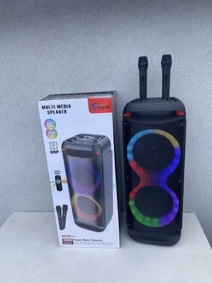 Большая колонка аккумуляторная с микрофоном для караоке портативная