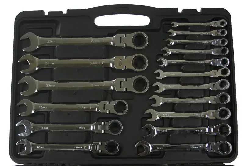 Набір ріжково-накидних ключів із тріскачкою Falon-Tech 22 шт 6-32 мм