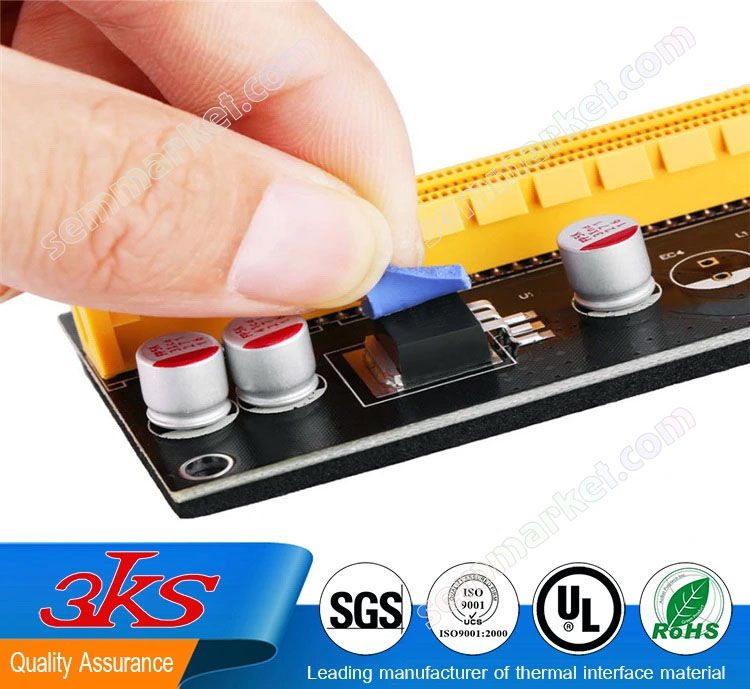 Термопрокладка 3K400 клейкая 1.0-1.5мм 4W синяя клеящаяся липкая