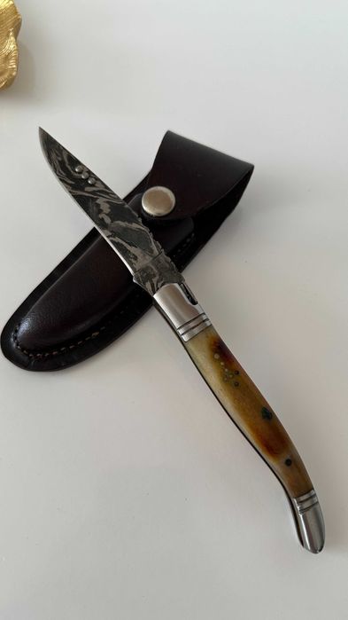 Navalha Damascus - Aço de Damasco/Feita à mão