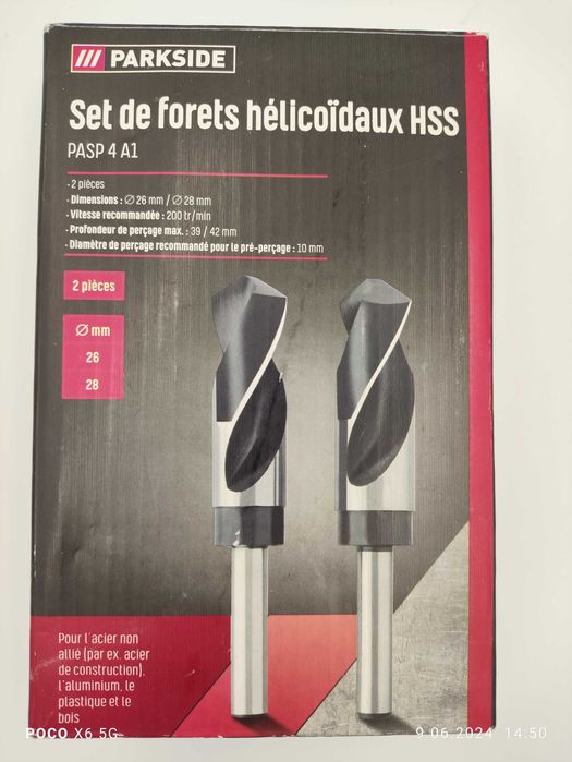 Zestaw wierteł spiralnych HSS Parkside 26-28 mm