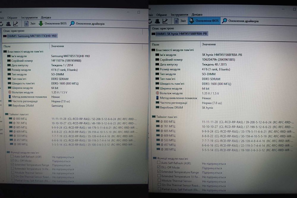 Оперативна память ноутбучна DDR3 DDR3L PC3 PC3L