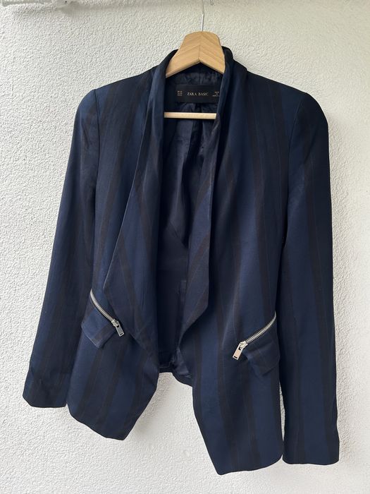 Zara elegancka marynarka w paski zamki XS