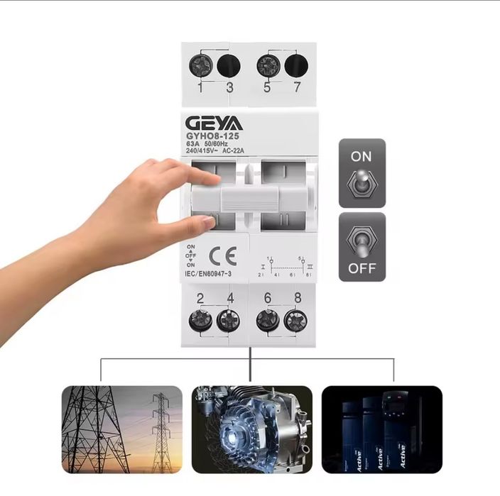 Перемикач резерву АВР (резервного живлення) трьохпозиційний earu, geya