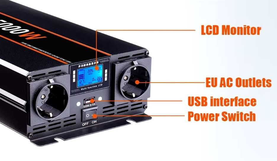 Inversor ONDA PURA 2000W, 2500W, 4000W, 6000W 12VDC ou 24VDC-220VAC