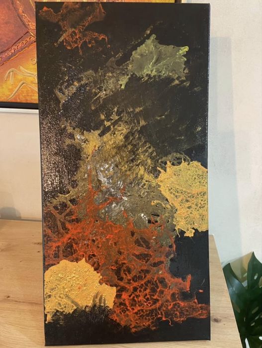 Telas pintadas a mao em acrilico