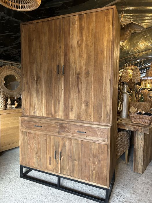 Szafa TEAK lite drewno loft rustykalna regał bufet biblioteka